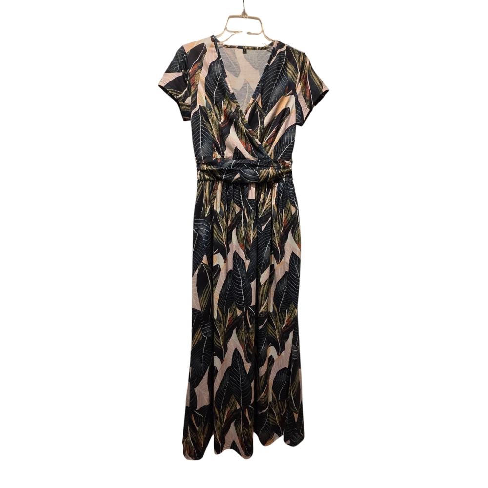 Unbranded - Dress - Green Floral - Size Small - Zipper - Pockets